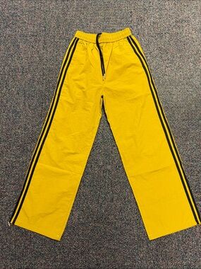 Chartreuse Track Pants with Side Stripes